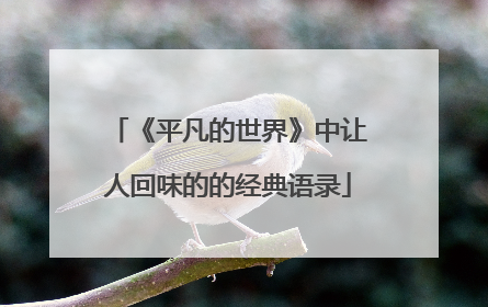 《平凡的世界》中让人回味的的经典语录