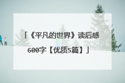 《平凡的世界》读后感600字【优质5篇】