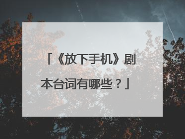 《放下手机》剧本台词有哪些?
