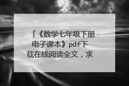 《数学七年级下册电子课本》pdf下载在线阅读全文,求百度网盘云资源