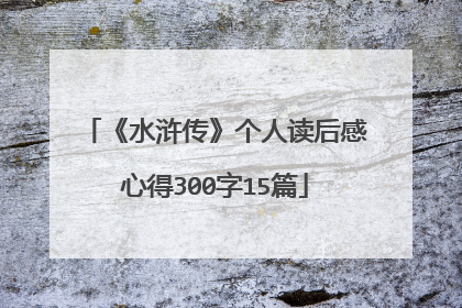 《水浒传》个人读后感心得300字15篇