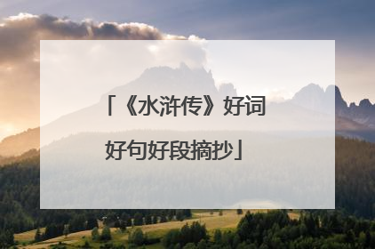 《水浒传》好词好句好段摘抄