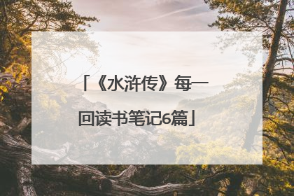 《水浒传》每一回读书笔记6篇