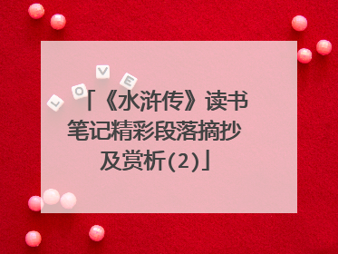 《水浒传》读书笔记精彩段落摘抄及赏析(2)