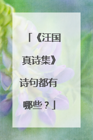 《汪国真诗集》诗句都有哪些？