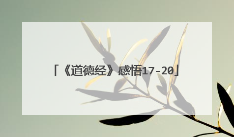 《道德经》感悟17-20