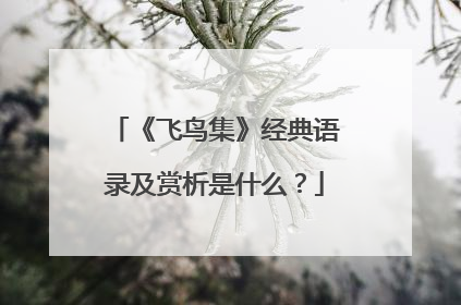 《飞鸟集》经典语录及赏析是什么？