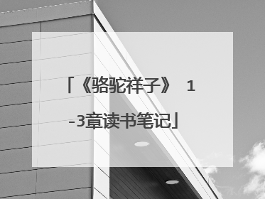 《骆驼祥子》 1-3章读书笔记