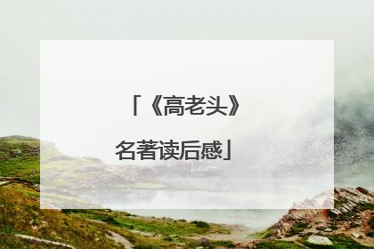 《高老头》名著读后感