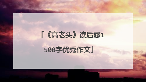 《高老头》读后感1500字优秀作文