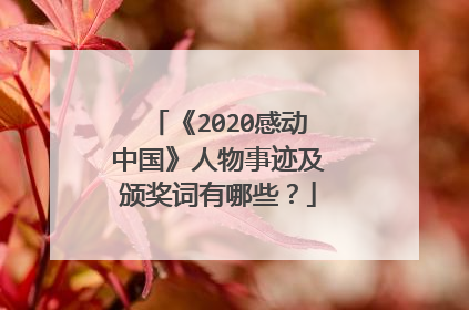 《2020感动中国》人物事迹及颁奖词有哪些?
