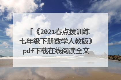 《2021春点拨训练七年级下册数学人教版》pdf下载在线阅读全文,求百度网盘云资源