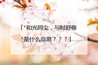 ‘和光同尘,与时舒卷’是什么意思???