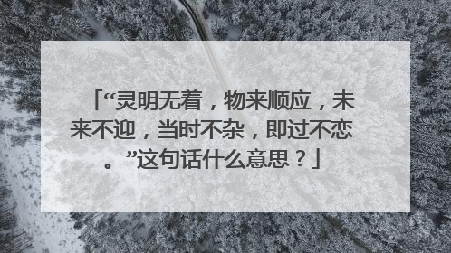 “灵明无着，物来顺应，未来不迎，当时不杂，即过不恋。”这句话什么意思？