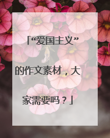 “爱国主义”的作文素材,大家需要吗?