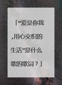 “爱是你我,用心交织的生活”是什么歌的歌词?
