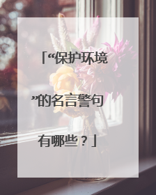 “保护环境”的名言警句有哪些?