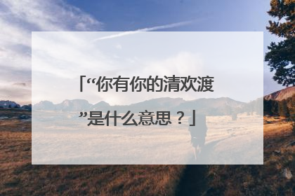 “你有你的清欢渡”是什么意思?