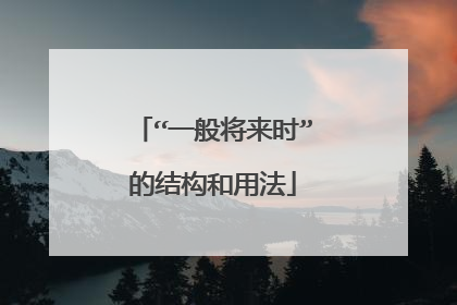 “一般将来时”的结构和用法