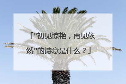 “初见惊艳，再见依然”的诗意是什么？