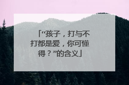 “孩子，打与不打都是爱，你可懂得？”的含义