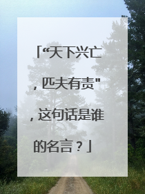 “天下兴亡，匹夫有责
