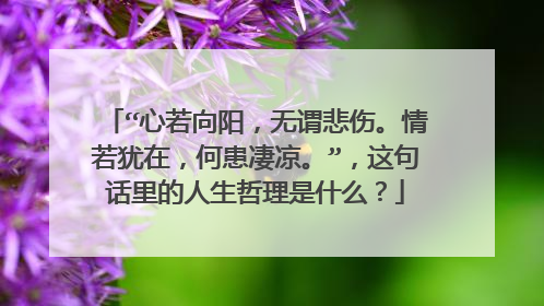 “心若向阳，无谓悲伤。情若犹在，何患凄凉。”，这句话里的人生哲理是什么？