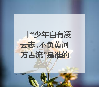 “少年自有凌云志,不负黄河万古流”是谁的诗句？