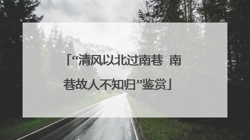 “清风以北过南巷 南巷故人不知归”鉴赏