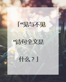 “见与不见”诗句全文是什么？
