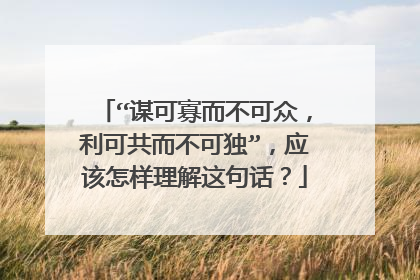 “谋可寡而不可众，利可共而不可独”，应该怎样理解这句话？