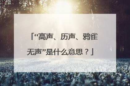“高声、历声、鸦雀无声”是什么意思？