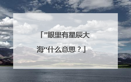 ”眼里有星辰大海“什么意思？