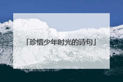 珍惜少年时光的诗句