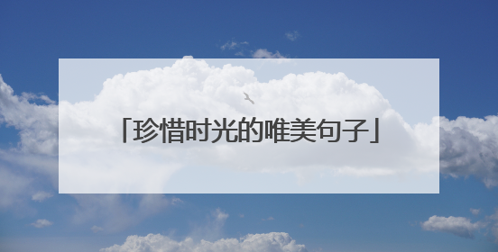 珍惜时光的唯美句子