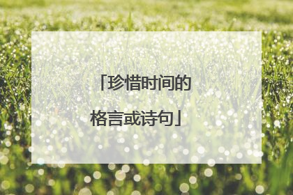 珍惜时间的格言或诗句