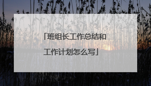 班组长工作总结和工作计划怎么写
