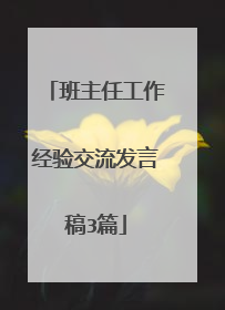 班主任工作经验交流发言稿3篇