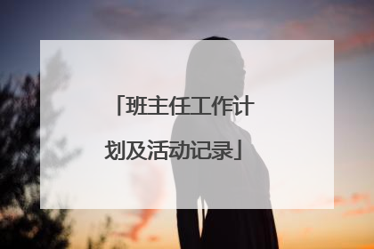 班主任工作计划及活动记录