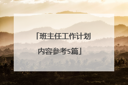 班主任工作计划内容参考5篇