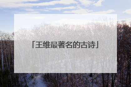 王维最著名的古诗