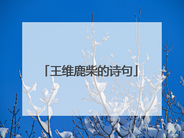 王维鹿柴的诗句