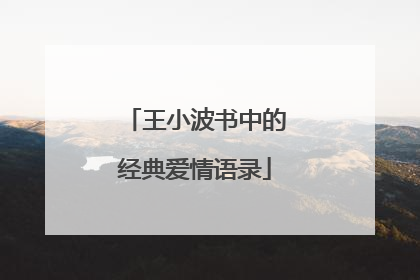 王小波书中的经典爱情语录