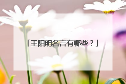 王阳明名言有哪些？