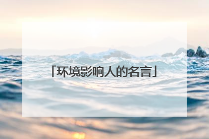 环境影响人的名言