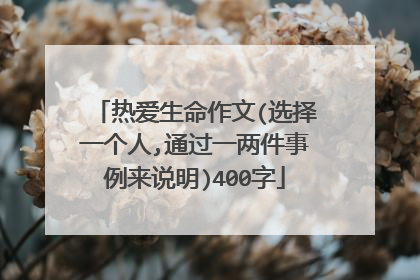 热爱生命作文(选择一个人,通过一两件事例来说明)400字