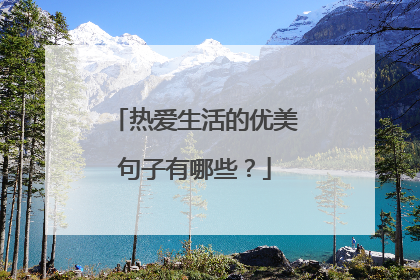 热爱生活的优美句子有哪些？