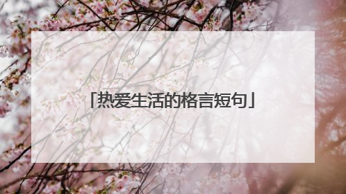 热爱生活的格言短句