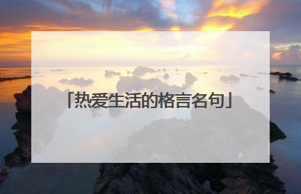 热爱生活的格言名句