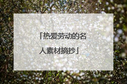 热爱劳动的名人素材摘抄